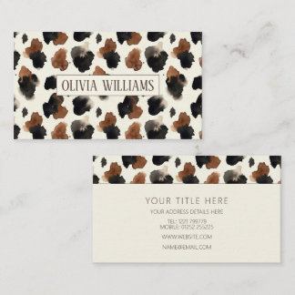 Modern Neutral Chocolate Cow Print Aesthetic Visitekaartje