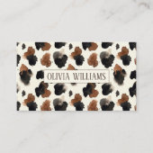 Modern Neutral Chocolate Cow Print Aesthetic Visitekaartje (Voorkant)
