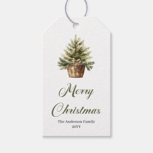 Modern Neutral Christmas Tree Holiday Gift Label Cadeaulabel (Voorkant)