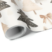 Modern Neutral Christmas Tree Wrapping Paper Cadeaupapier (Rol Hoek)