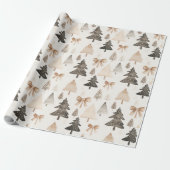 Modern Neutral Christmas Tree Wrapping Paper Cadeaupapier (Uitgerold)