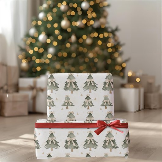 Modern Neutral Christmas Tree Wrapping Paper Cadeaupapier