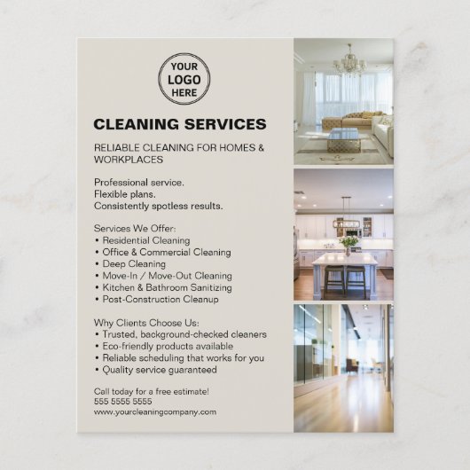 Modern Neutral Cleaning Services Photo Logo Flyer (Voorkant)