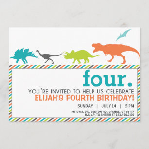 Modern Neutral Dinosaur Silhouette Birthday Invite Kaart