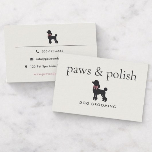 Modern Neutral Dog Groomer | Editable Visitekaartje