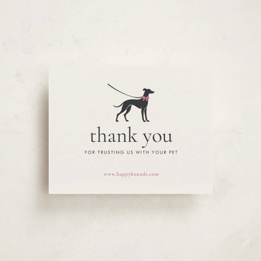 Modern Neutral Dog Walker Business Insert | Thank Bedankkaart