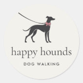 Modern Neutral Dog Walker Logo Ronde Sticker (Voorkant)