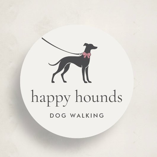 Modern Neutral Dog Walker Logo Ronde Sticker