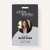 Modern Neutral Grey Employee ID-Kaart – QR Busines Badge (Voorkant)