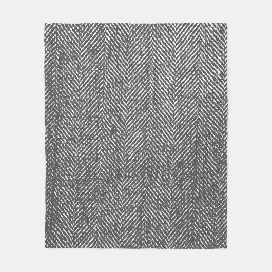 Modern Neutral Grey Herringbone Fleece Deken (Voorkant)