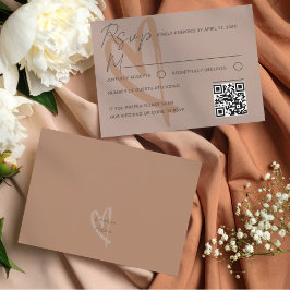 Modern Neutral Heart Wedding RSVP Card Kaartje