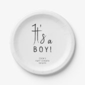Modern Neutral Het is een Baby shower voor jongens Papieren Bordje (Voorkant)