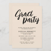 Modern Neutral Minimal Brush Script Afstudeerder P Kaart (Voorkant / Achterkant)