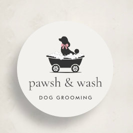 Modern Neutral Mobile Dog Groomer Logo  Ronde Sticker