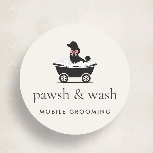 Modern Neutral Mobile Dog Groomer Logo  Ronde Sticker