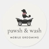 Modern Neutral Mobile Dog Groomer Logo  Ronde Sticker (Voorkant)