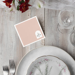 Modern Neutral Monogram Botanical Napkin Servet