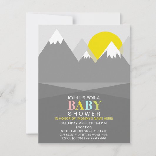 Modern Neutral Mountain Sun Baby shower Kaart (Voorkant)