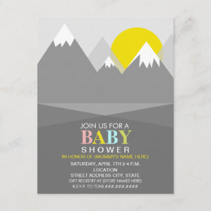 Modern Neutral Mountain Sun Baby shower Kaart