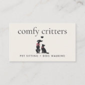 Modern Neutral Pet Sitter Dog Walker | Editable Visitekaartje (Voorkant)