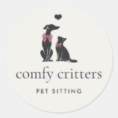 Modern Neutral Pet Sitter Logo Ronde Sticker (Voorkant)