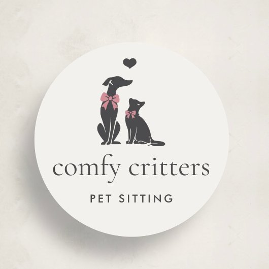 Modern Neutral Pet Sitter Logo Ronde Sticker