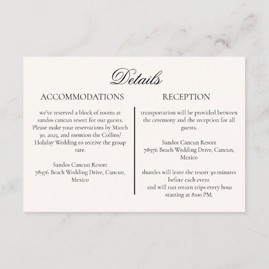 Modern Neutral QR Code Wedding Details & RSVP Informatiekaartje (Achterkant)