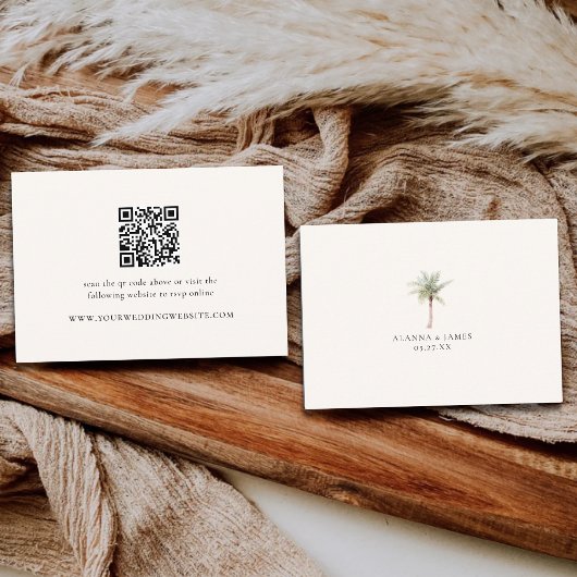 Modern Neutral QR Code Wedding Details & RSVP Informatiekaartje