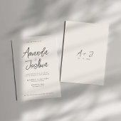 Modern Neutral Script Wedding Kaart