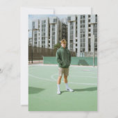 Modern Neutral Sporty Stripes Graduation Party Kaart (Achterkant)