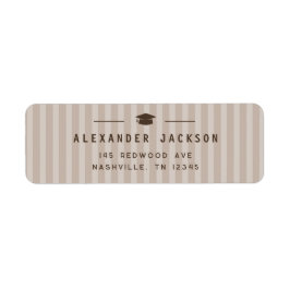 Modern Neutral Stripes Graduation Return Address Etiket