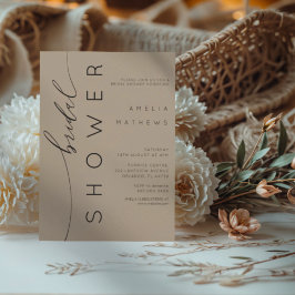 Modern Neutral Tan & Typography Bridal Shower  Kaart