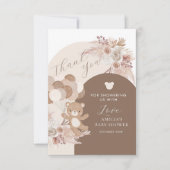 Modern Neutral Teddy Bear Baby Shower Balloons Bedankkaart (Voorkant)