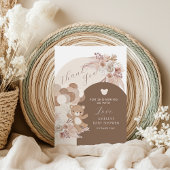 Modern Neutral Teddy Bear Baby Shower Balloons Bedankkaart