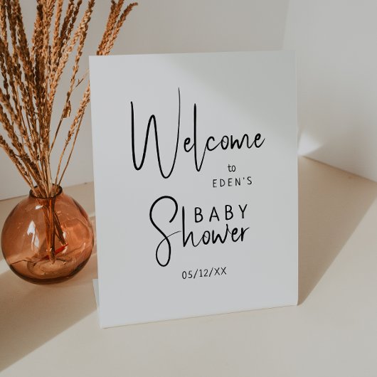 Modern Neutral Welcome Baby shower Reclamebord Met Voetstuk
