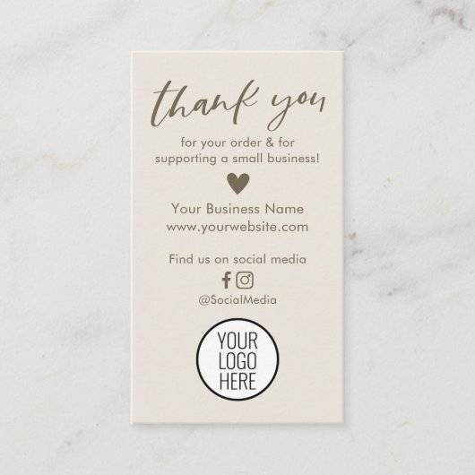 Modern Neutrals Bedankt voor uw bestelling Kaarten Contactkaartje (Voorkant)