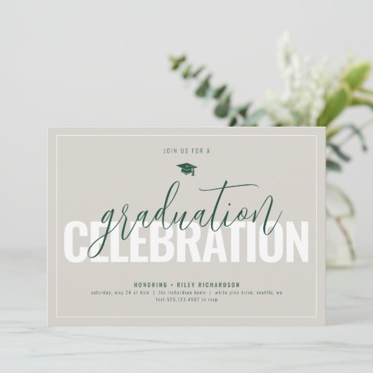 Modern Neutrals Foto Afstuderen Uitnodiging (Staand voorkant)