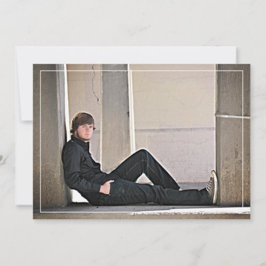 Modern Neutrals Foto Afstuderen Uitnodiging (Achterkant)