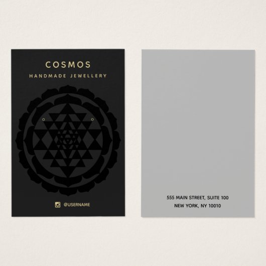 Modern New age Black met juwelen-kaart Visitekaartje (Voorkant /achterkant)