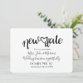 Modern New Date Postponement Annulering Wedding Kaart (Staand voorkant)