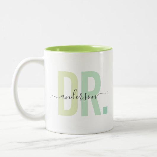 Modern New Doctor PhD op maat Tweekleurige Koffiemok (Links)