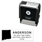 Modern NEW MEXICO State Shape Retouradres Zelfinktende Stempel (In situ)