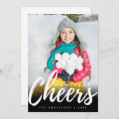 Modern New Year Cheer Minimalist Script Photo Feestdagenkaart (Voorkant / Achterkant)