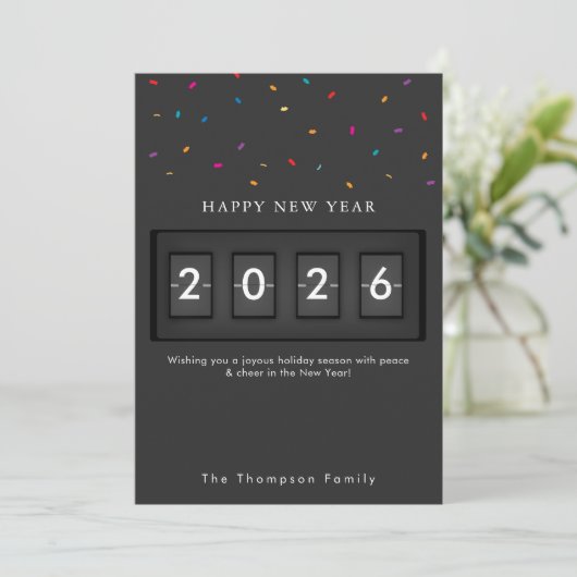 Modern New Year Simple Countdown Confetti (Staand voorkant)