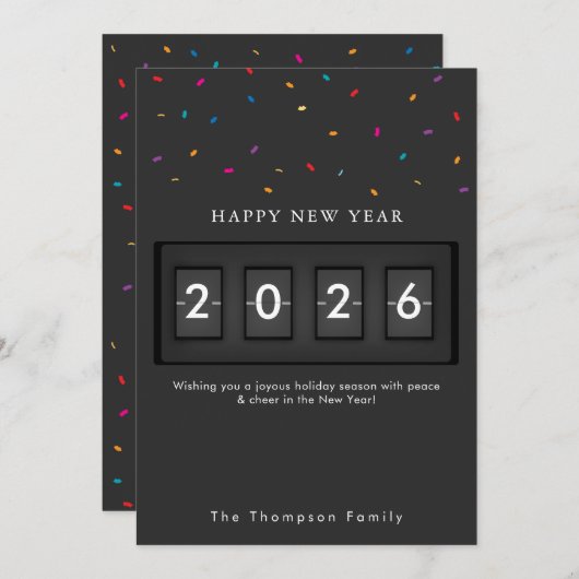 Modern New Year Simple Countdown Confetti (Voorkant / Achterkant)
