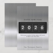 Modern New Year Simple Countdown Silver (Voorkant / Achterkant)