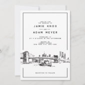 Modern New York City Brooklyn Sketch Wedding Kaart (Voorkant)