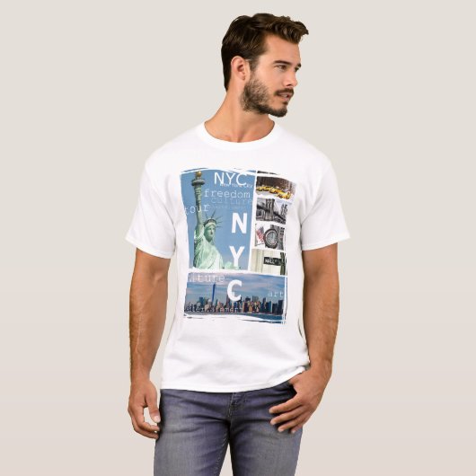 Modern New York City Manhattan Nyc Liberty Statue T-shirt (Voorkant volledig)