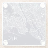 Modern New York City Map | NYC | Blauw en wit Glazen Onderzetter (Achterkant)