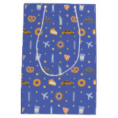 Modern New York City patroon blauw Medium Cadeauzakje (Achterkant)